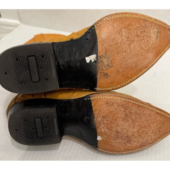 Vintage Jar Tan Full Quill Ostrich Mens Womens Leather Cowboy Boots size 9 - Picture 3 of 7